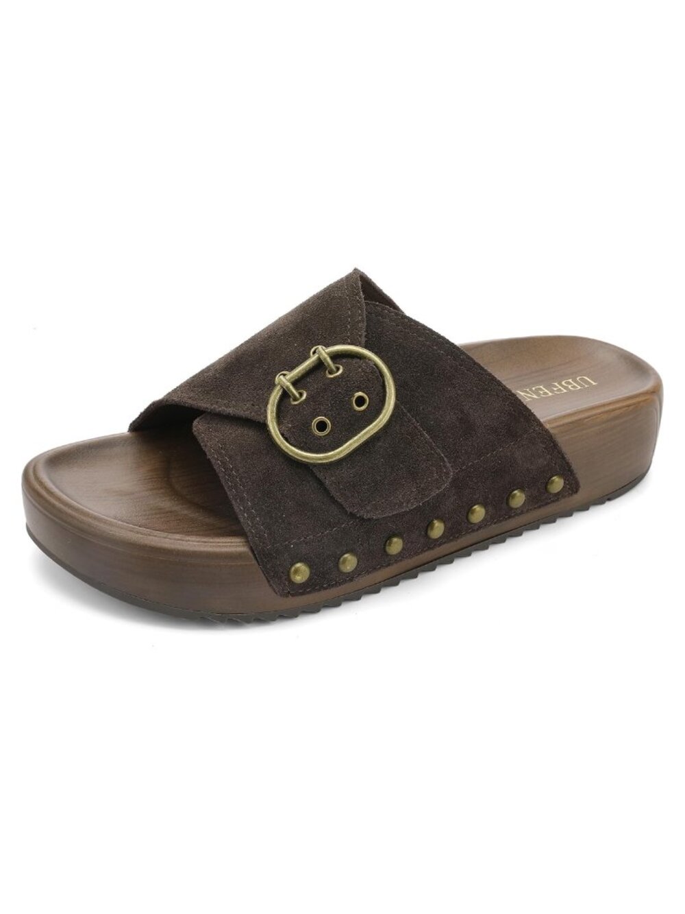 Suede Platform Slide Sandals Cushioned Slip-On